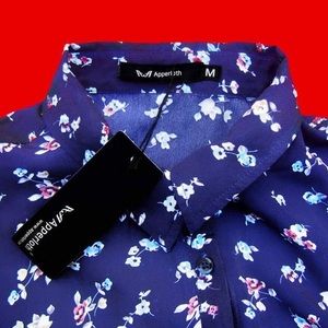 Floral Print Long Sleeve Button Up Dress (SIZE M)